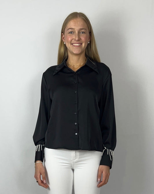 Perlen-Satin Bluse - Poéline