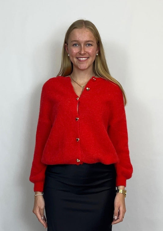 Stellara - Alpaka Strickjacke mit goldenen Herzchenknöpfen