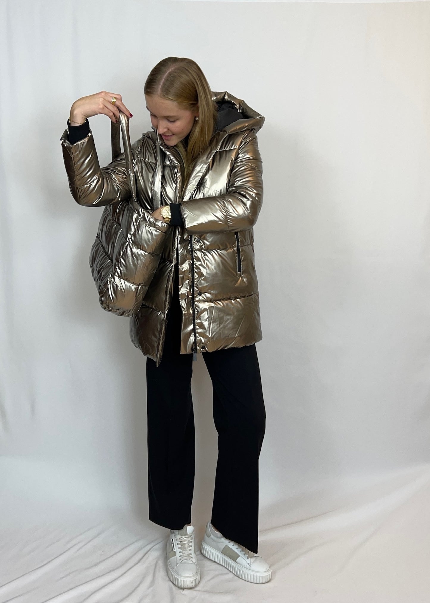 Melina - Metallische Daunenjacke