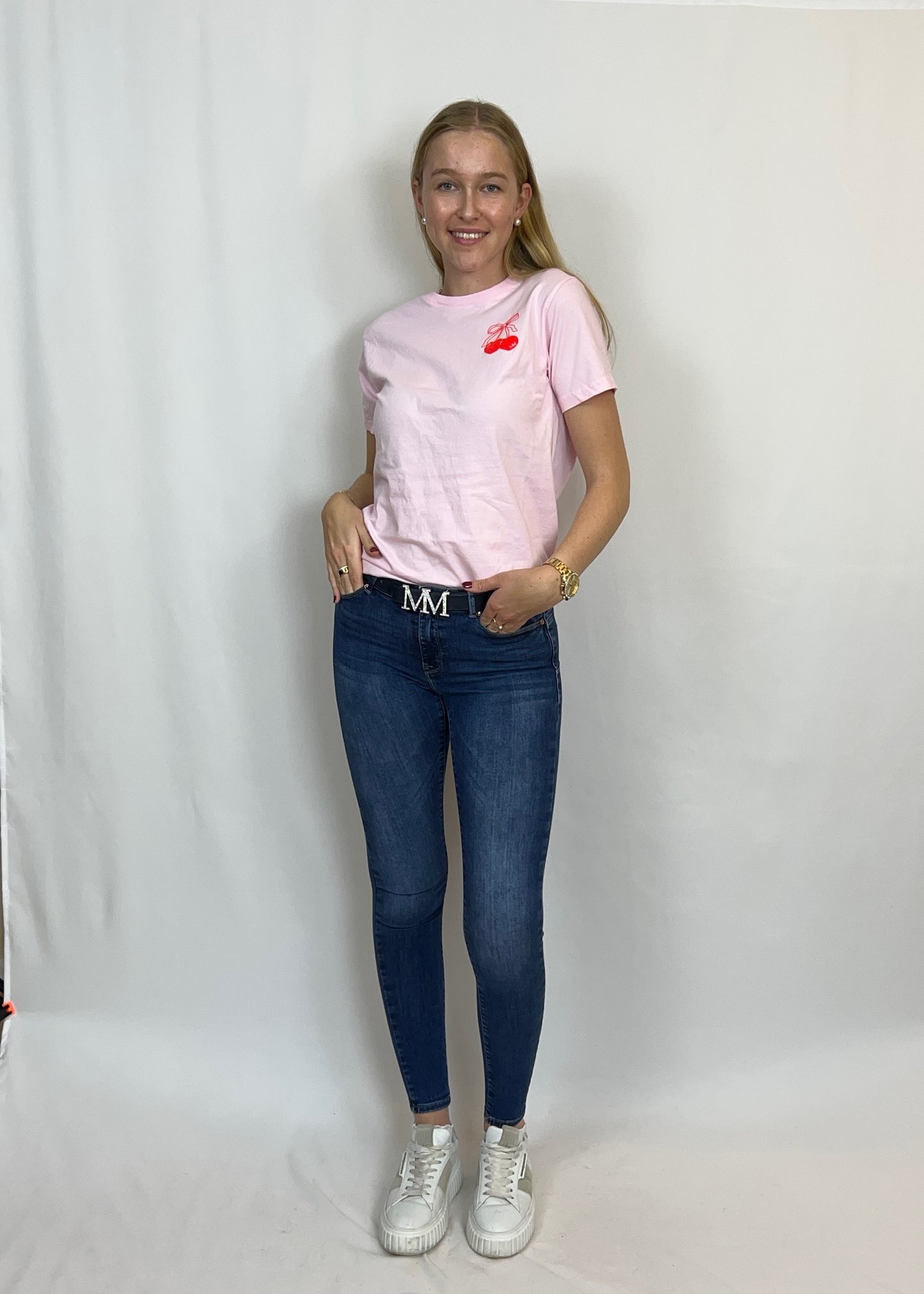 Basic T-shirt mit Cherry Druck