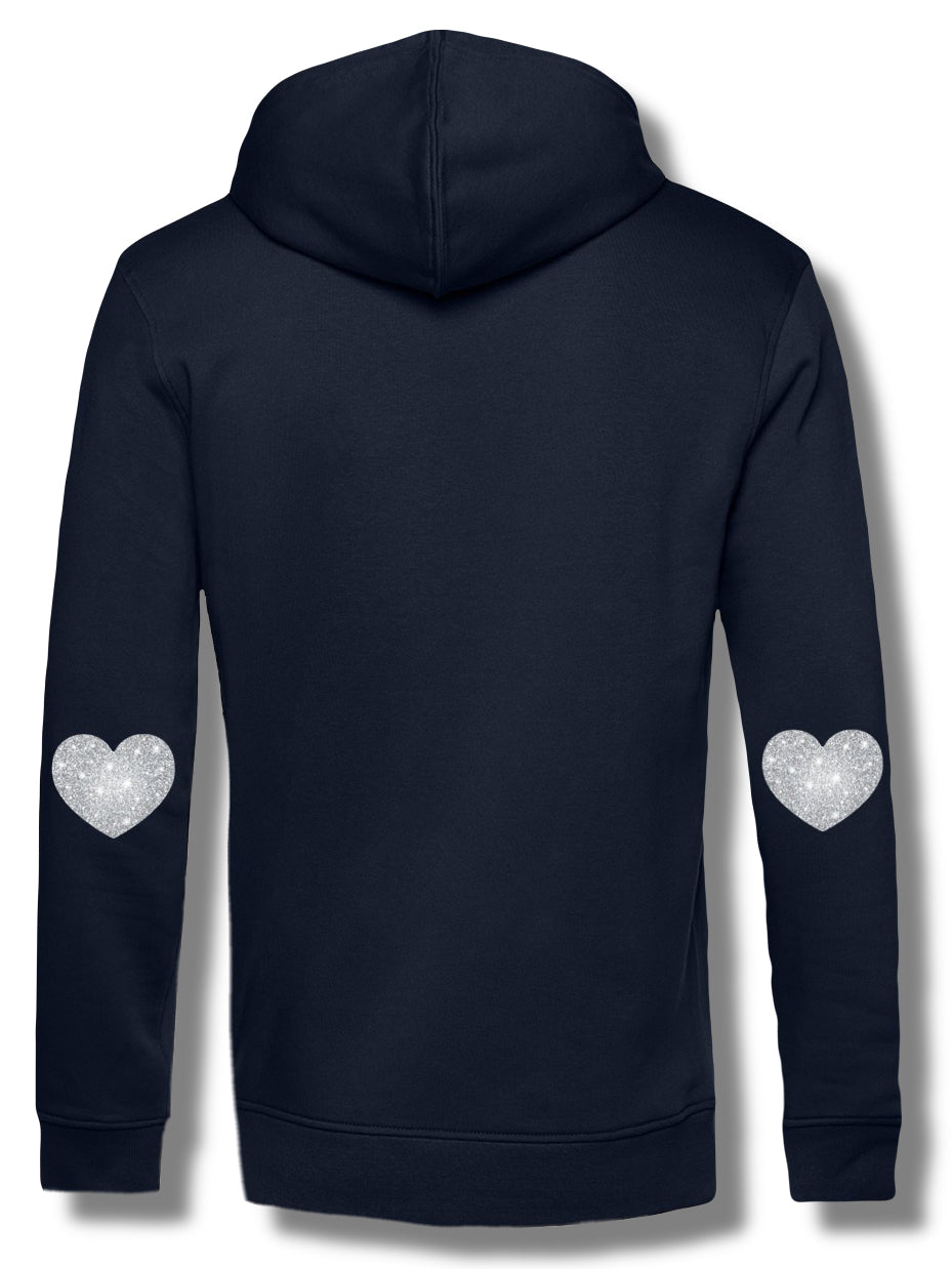 Glitter Heart Zipped Hood Jacket