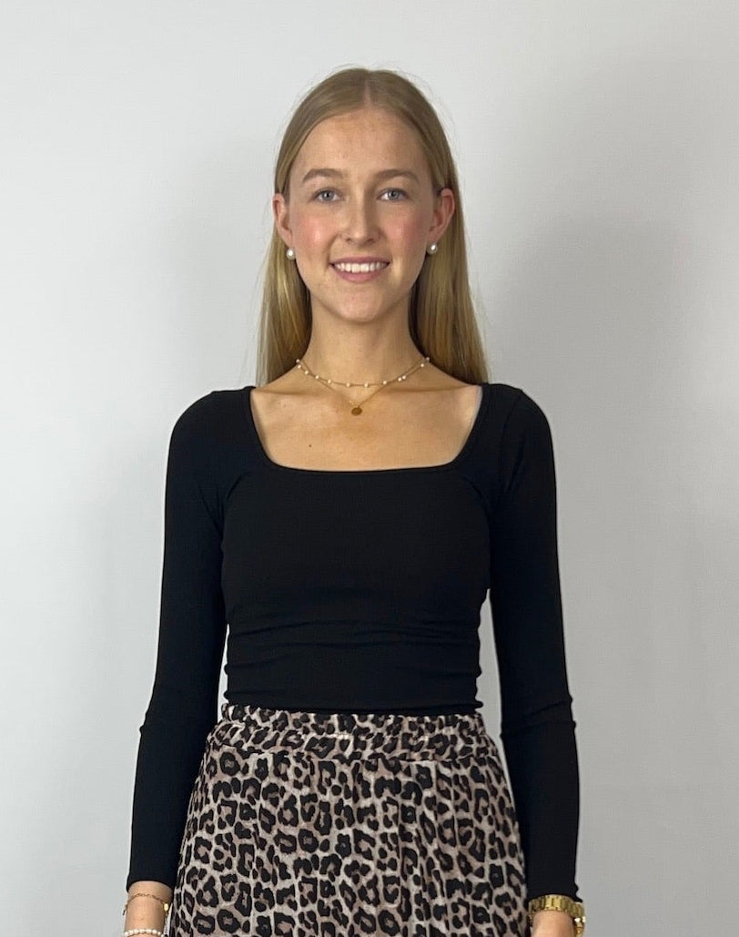 Langarm mit kantigem Ausschnitt & leichtem Ripp - Lana