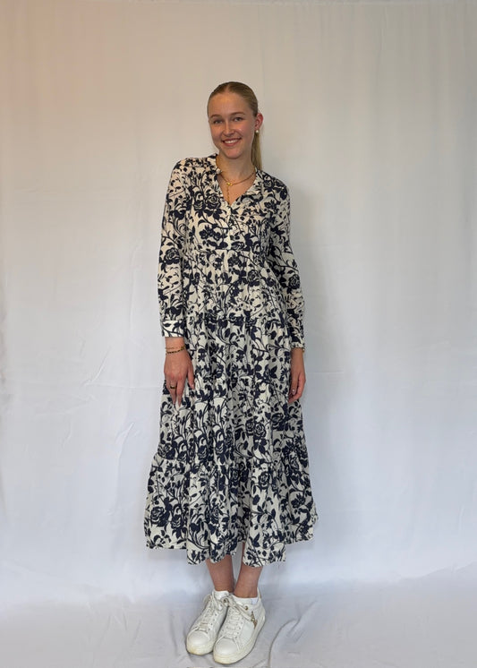 Lina - Langes bedrucktes Baumwollkleid